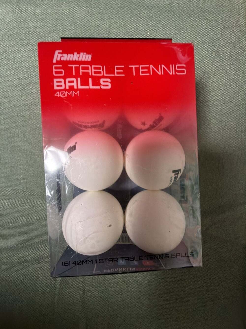Franklin 6 Table Tennis Balls 40mm 1 Star